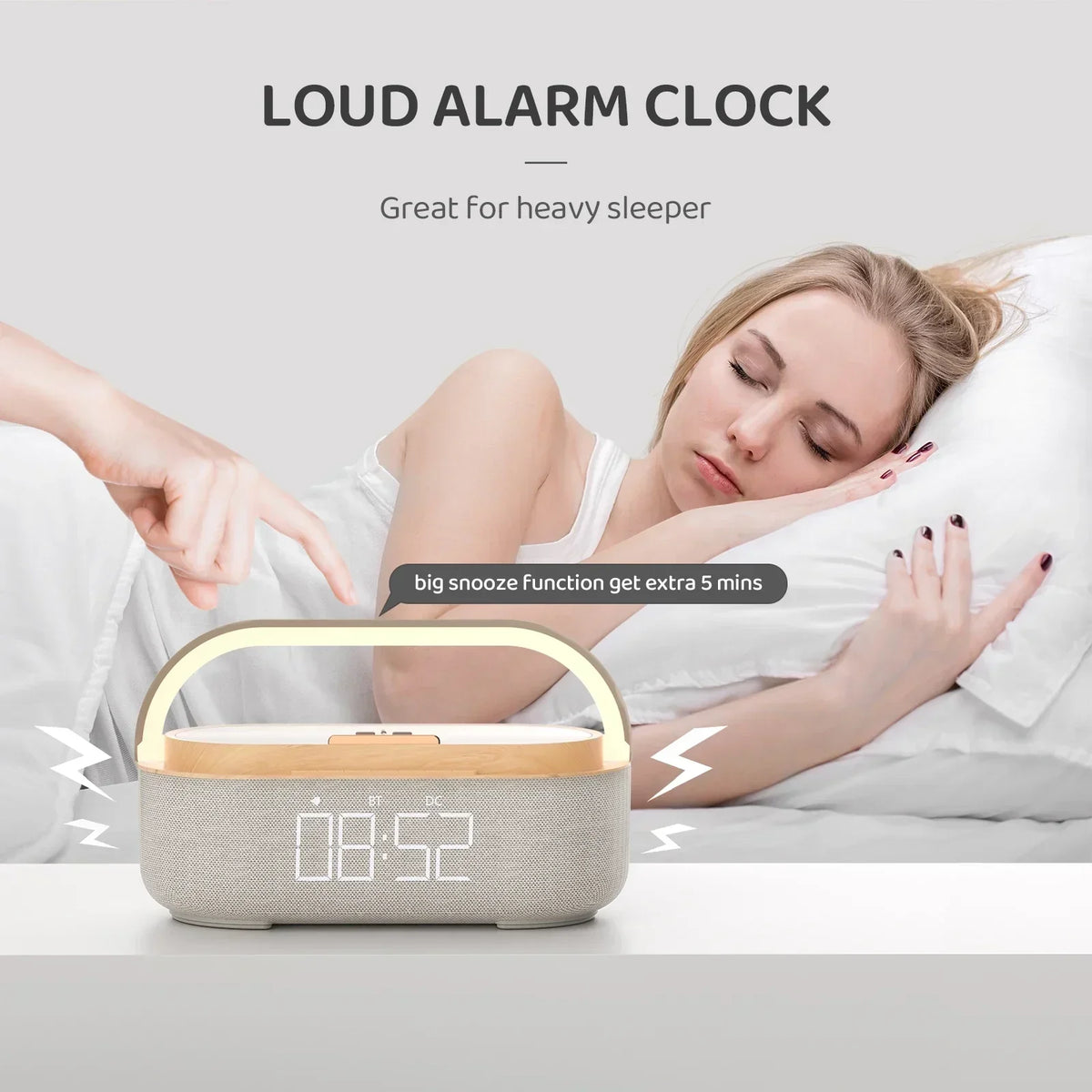 Bluetooth Speaker With Wireless Charging & Alarm Clock-4