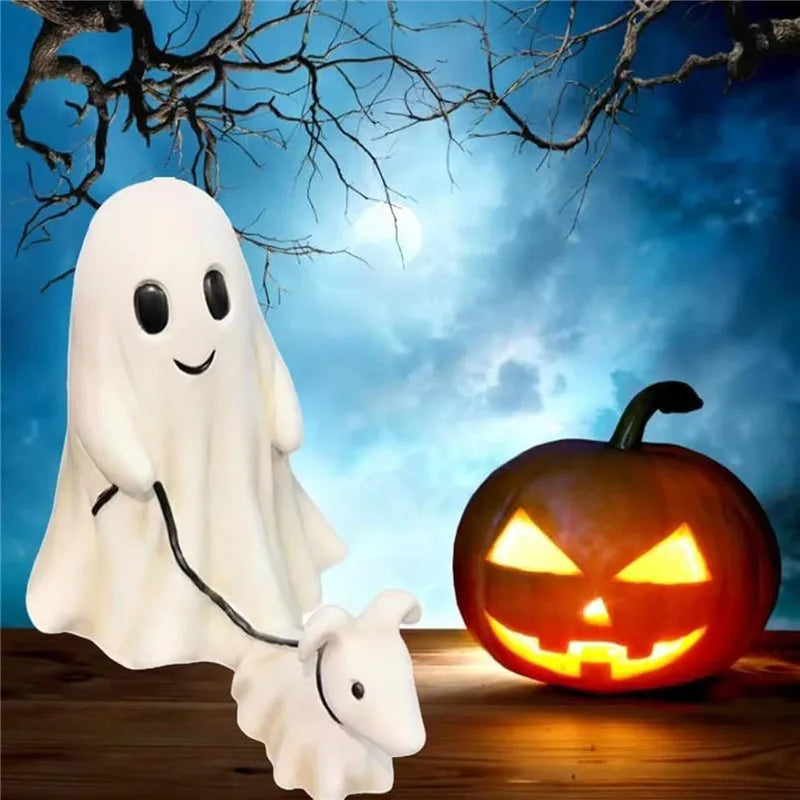 Halloween Ghost Walking Dog Statue-2