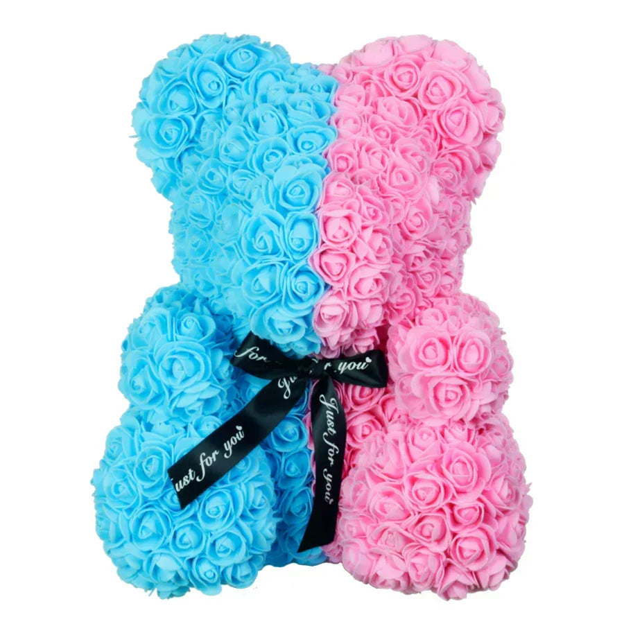 Eternal Rose Flower Doll - Symbol of Enduring Love in Sky Blue and Pink-0
