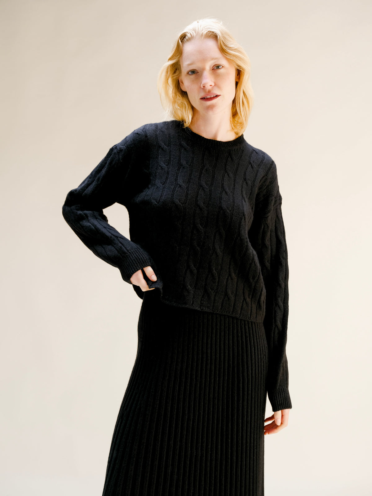 Cashmere Mix Cable Crewneck-9