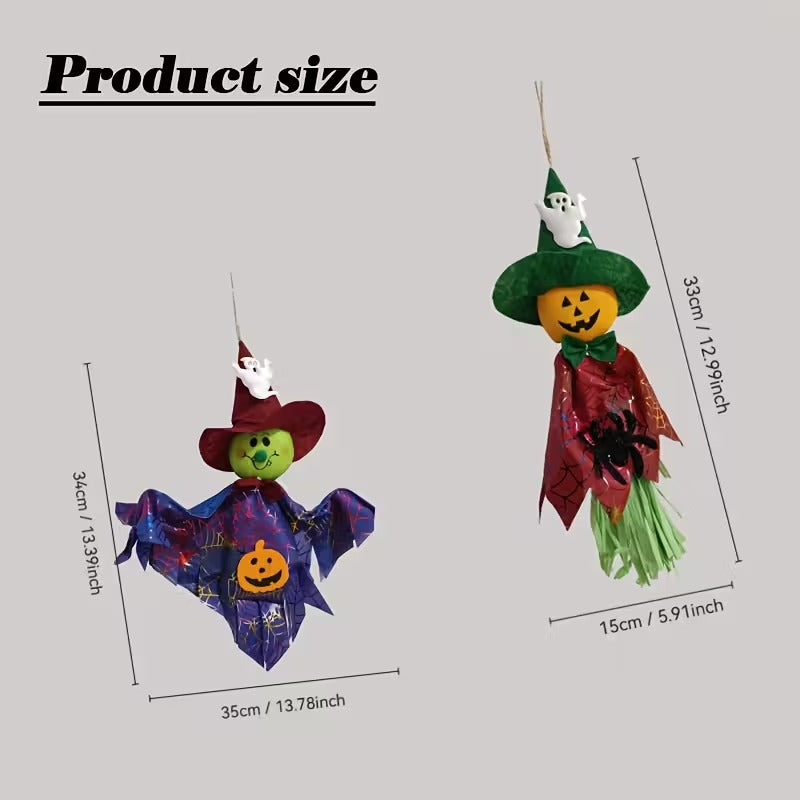 Halloween Hanging Ghosts Pumpkin & Straw Decorations Set-3
