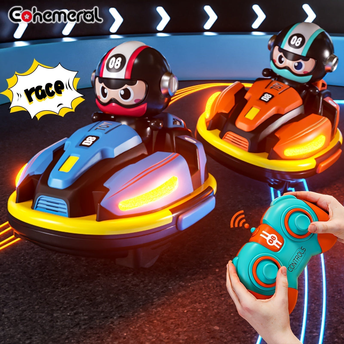 Remote Control Dual Bumper Cars Set with Lights-1