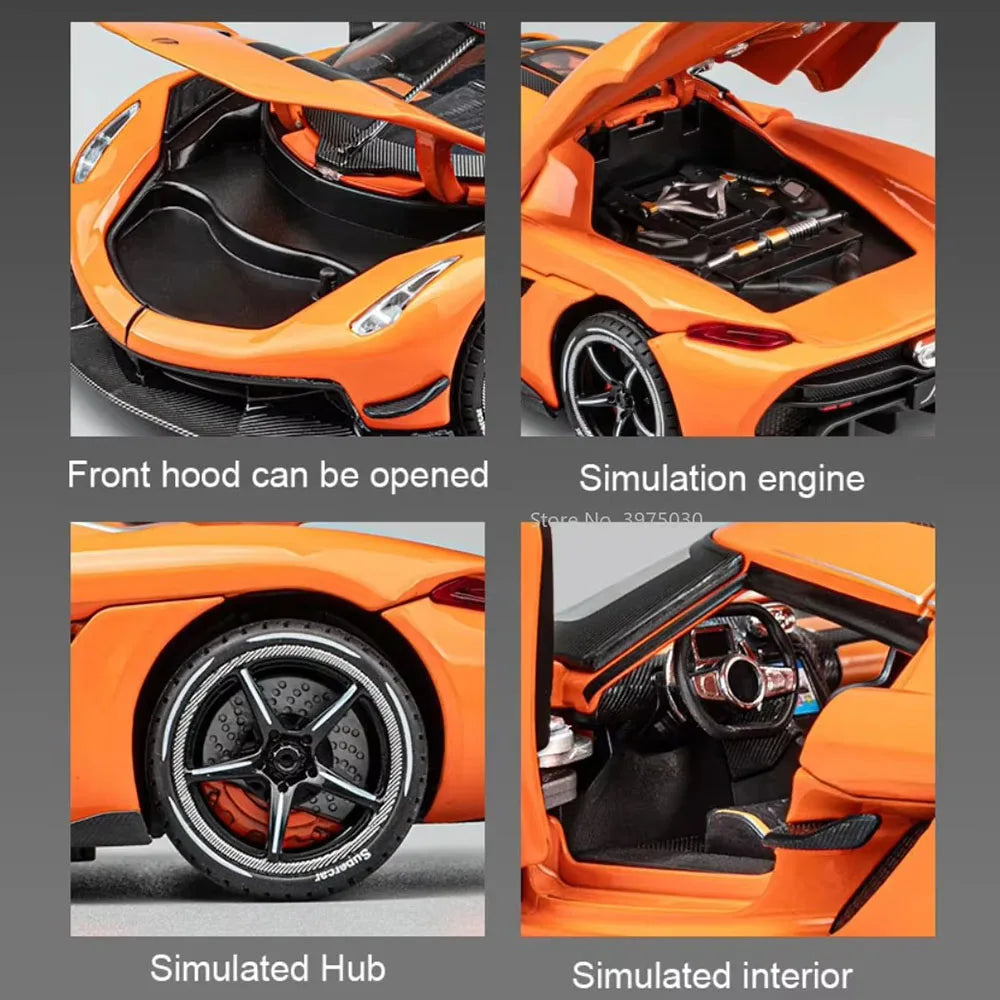 Scale Sports Car Diecast Model For Boys (Orange)-2