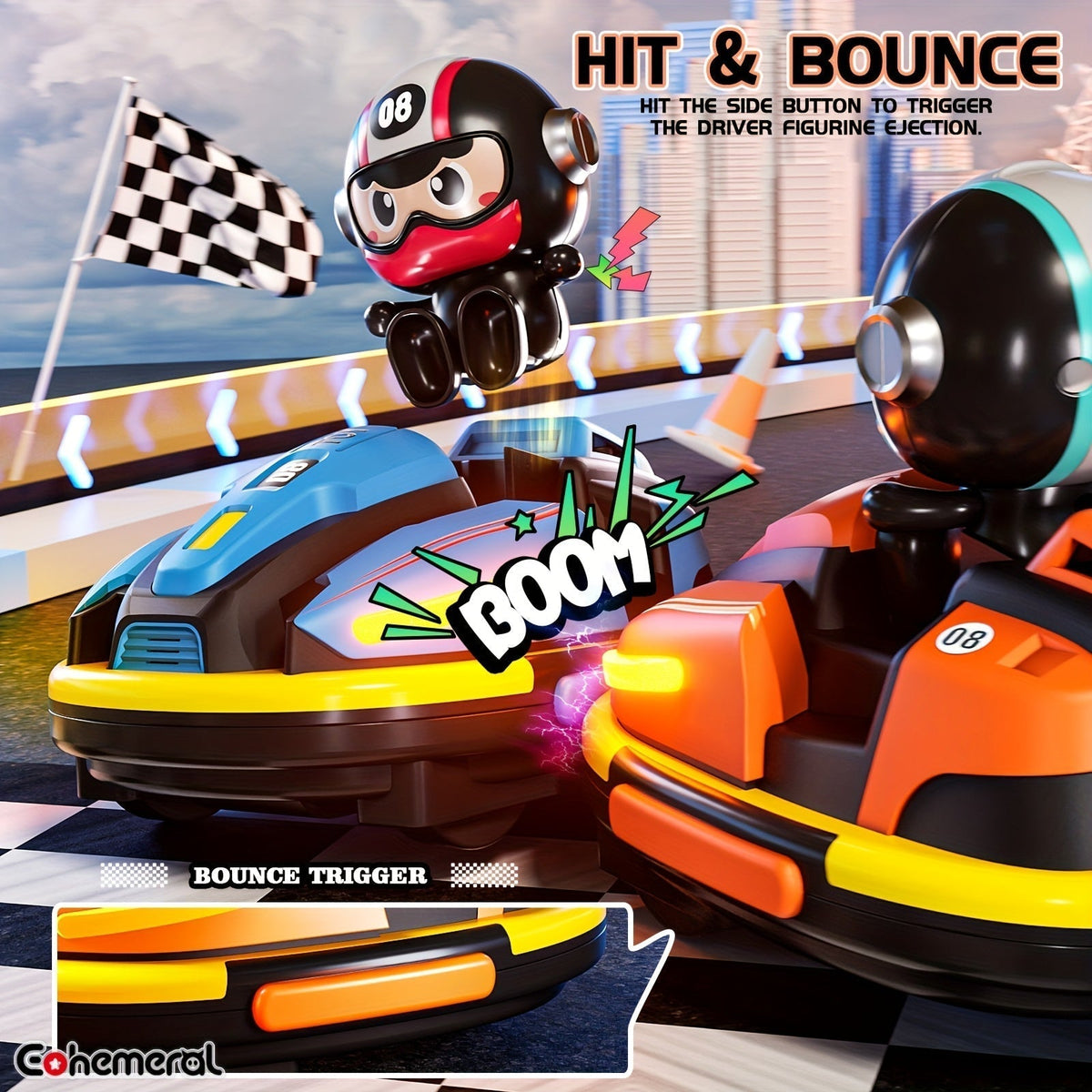 Remote Control Dual Bumper Cars Set with Lights-2
