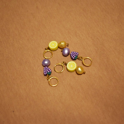 Gold freshwater pearl with lemon huggie earrings| by Ifemi Jewels-4